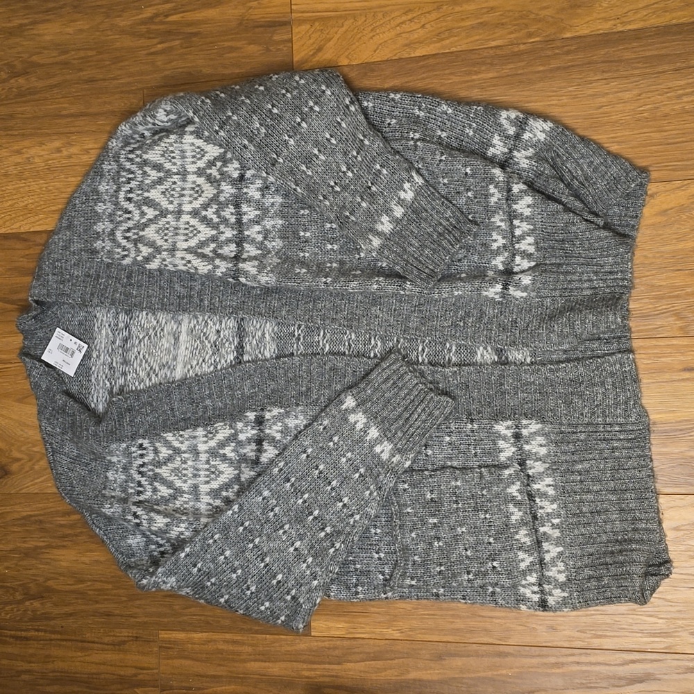 Oversized Fair Isle Open Cardigan - Picture 6 of 9